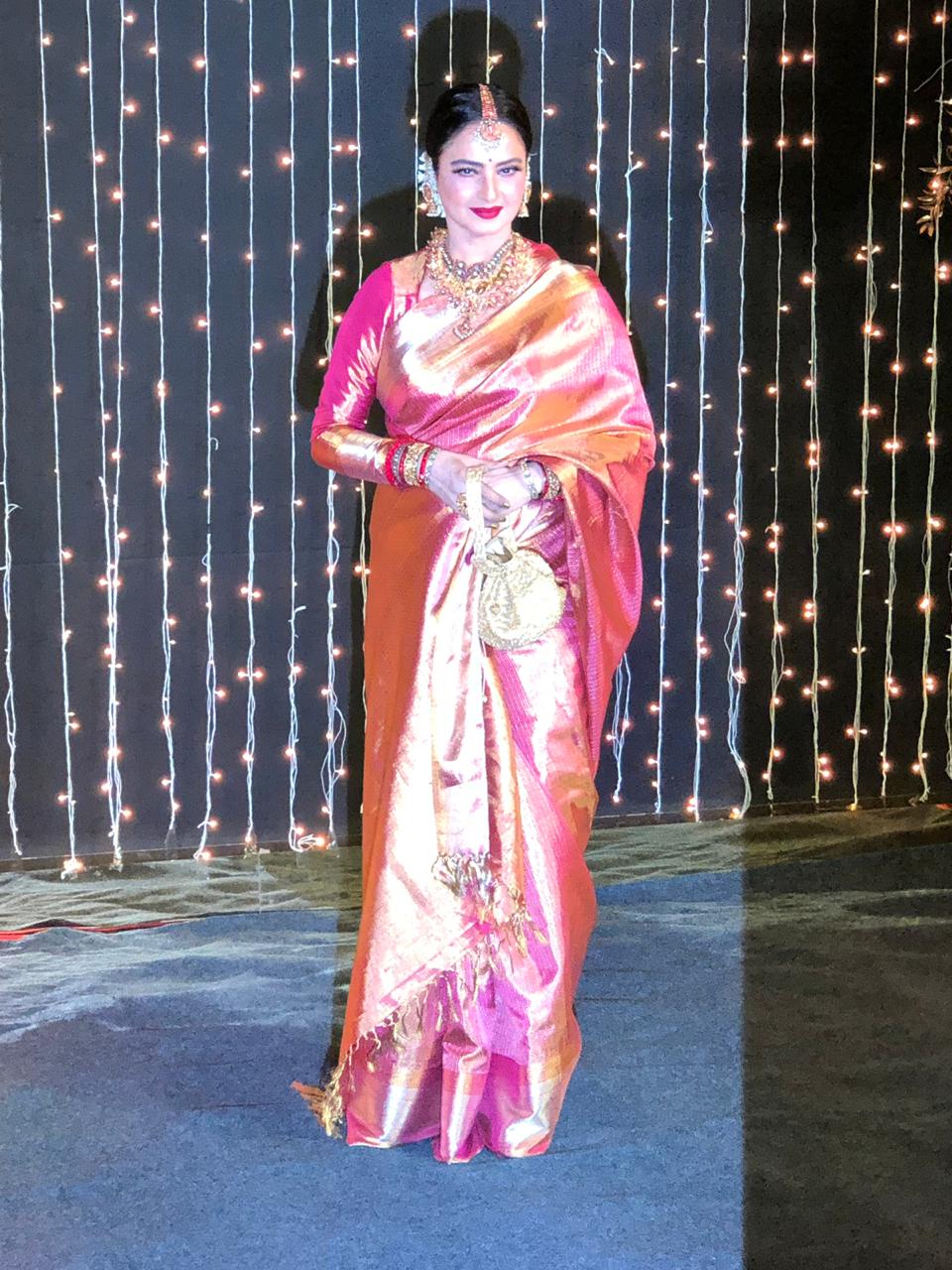 All-Time Diva Rekha Made a Spectacular Entry in Saree